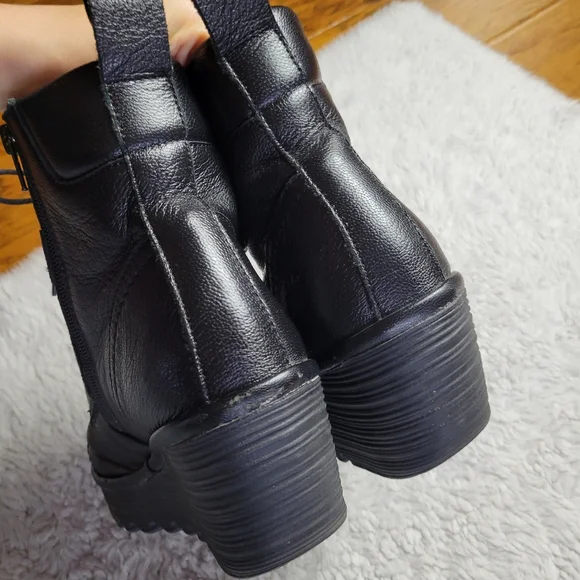 Fly London Yezi Leather Ankle Boots Women's 41 / US 10 Black - Picture 8 of 12